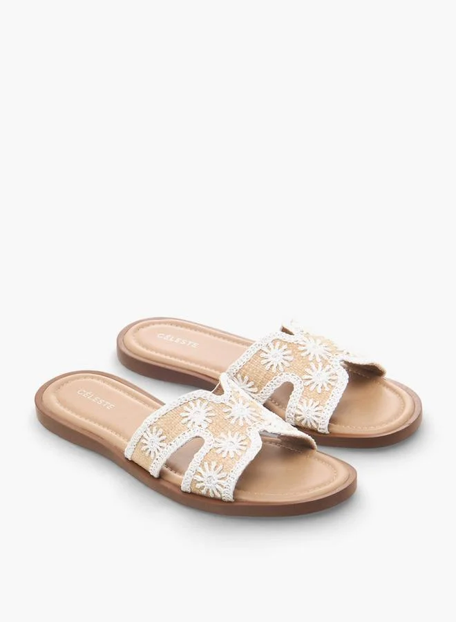 Celeste Women Floral Embroidered Flat Sandals